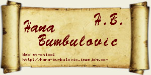 Hana Bumbulović vizit kartica